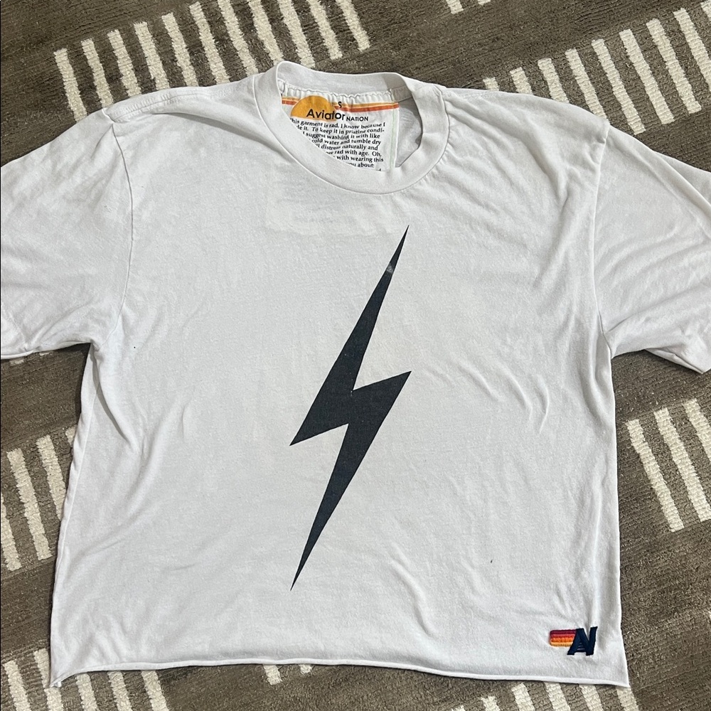 Aviator Nation White Tee with Black Graphic